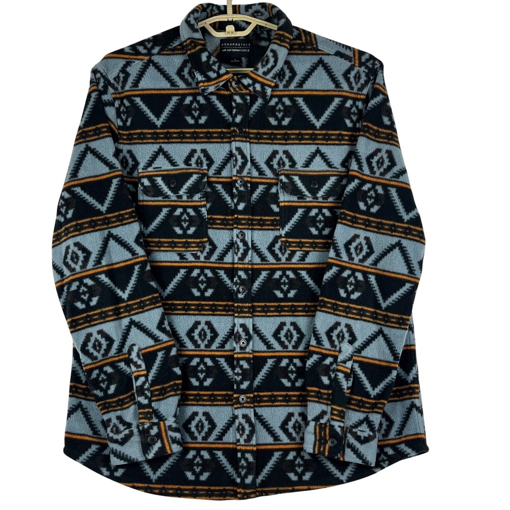 Aeropostale Softspun Shacket Mens L Aztec Geometric Fleece Shirt Jacket